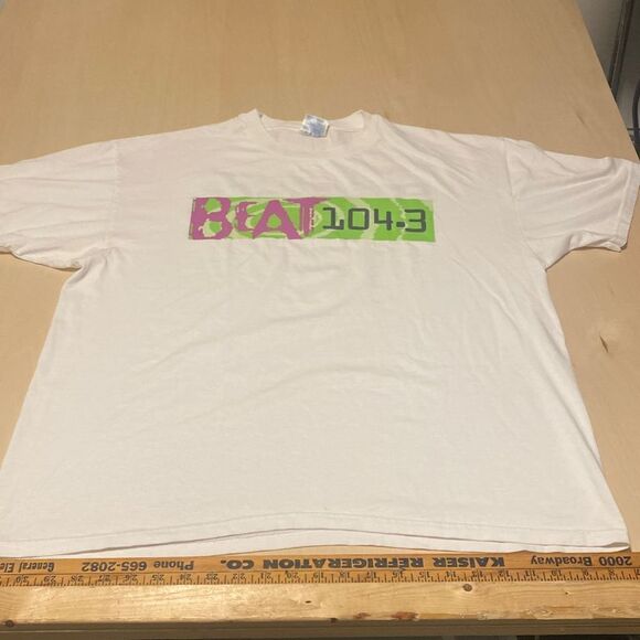 Hanes Other - Vintage 90s Streetwear Mens XL Beat 104.3 FM Radio Spell Out Double Sided T-Shir